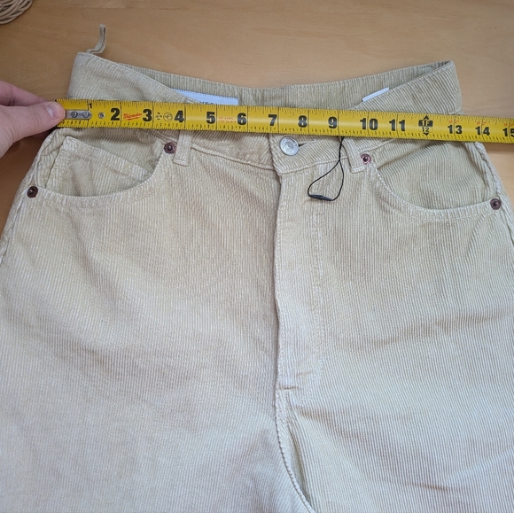NWOT ZARA Corduroy Women Pants Size 0 Beige Light Yellow Color 100% Cotton Baggy - Picture 9 of 12